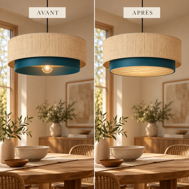 Accessoire de suspension écoresponsable : fond amovible en raphia