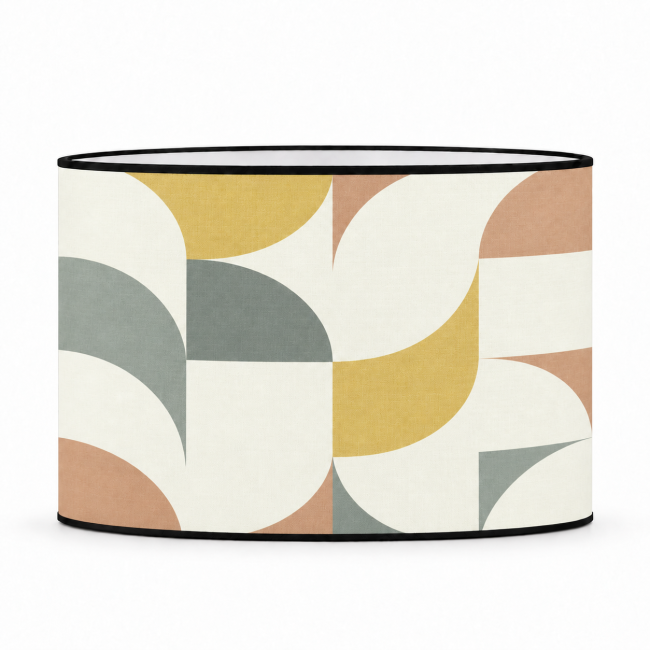 Abat-jour coton imprimé TYPO – Jaune & rose pâle