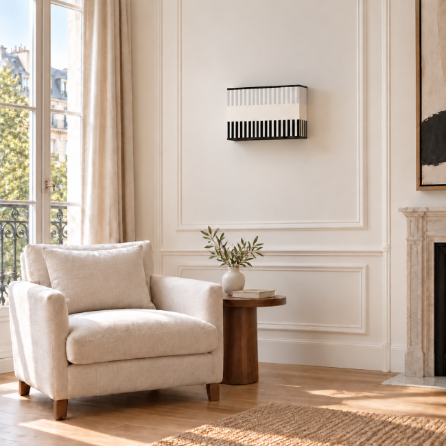 RIVAGE gris – ambiance intérieure Applique murale RIVAGE gris éteinte en situation dans un intérieur