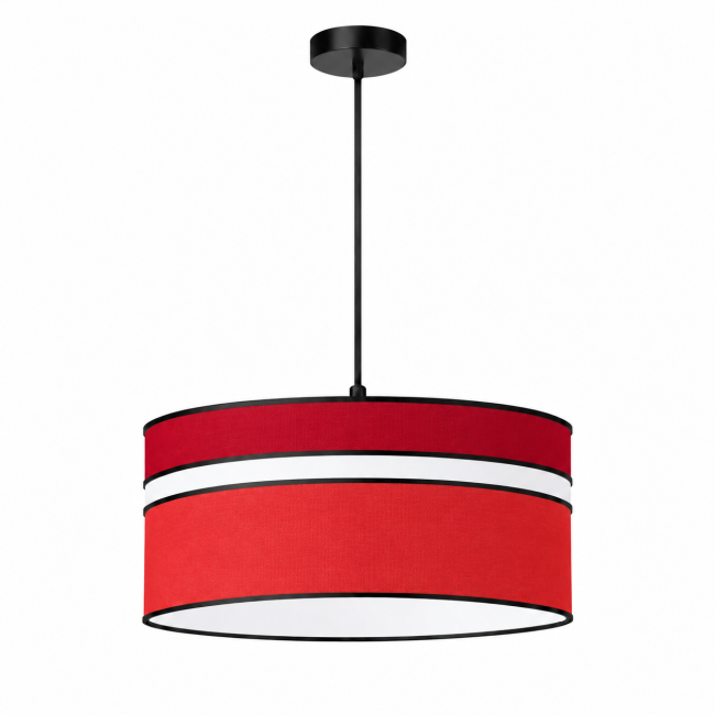 Suspension MISTRAL en coton rouge et blanc – finitions noires