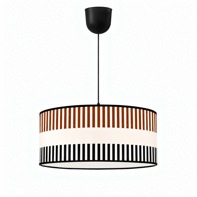 Suspension RIVAGE marron, rayures graphiques et finitions noires