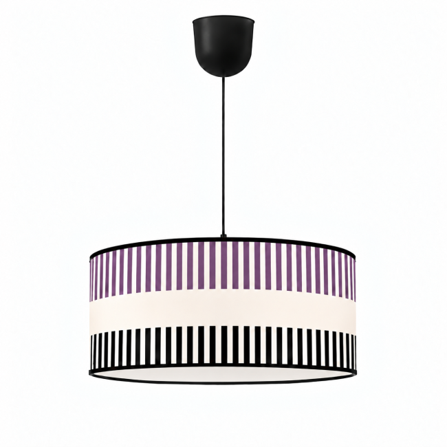 Suspension RIVAGE violet, rayures graphiques et finitions noires