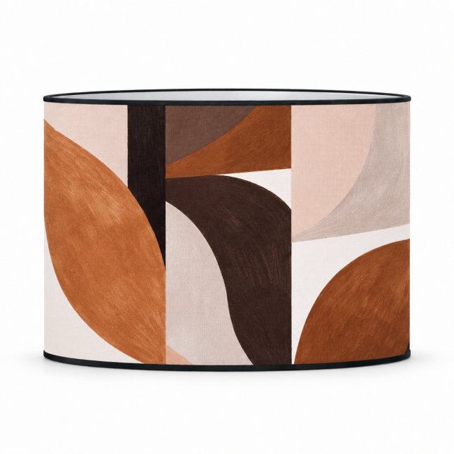Abat-jour déco SAGONE marron beige et blanc en coton imprimé
