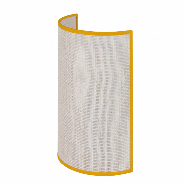 Applique murale Erbalunga en jute blanche, bordure jaune moutarde, sur fond blanc