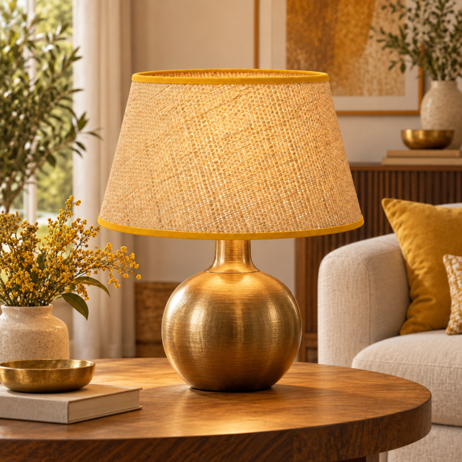 Abat-jour ZOLA Collection RAPHIA en raphia naturel beige KAUZE LUMINAIRES
