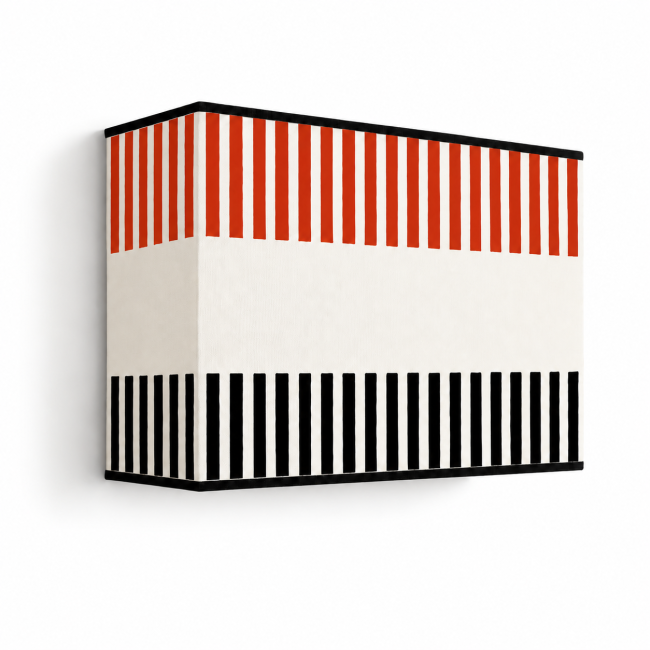 Applique murale déco RIVAGE brique, motifs graphiques brique et noir sur fond crème clair, vue éteinte sur fond blanc