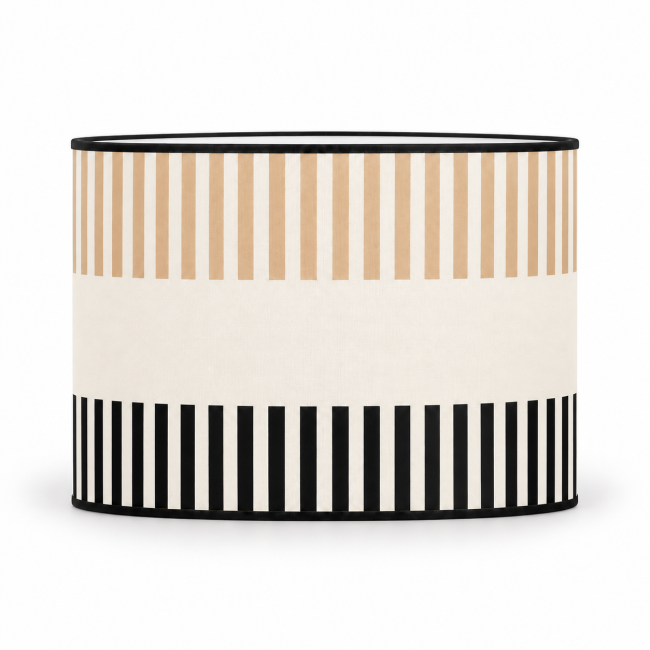 Abat-jour cylindrique RIVAGE beige – motifs beige et noir
