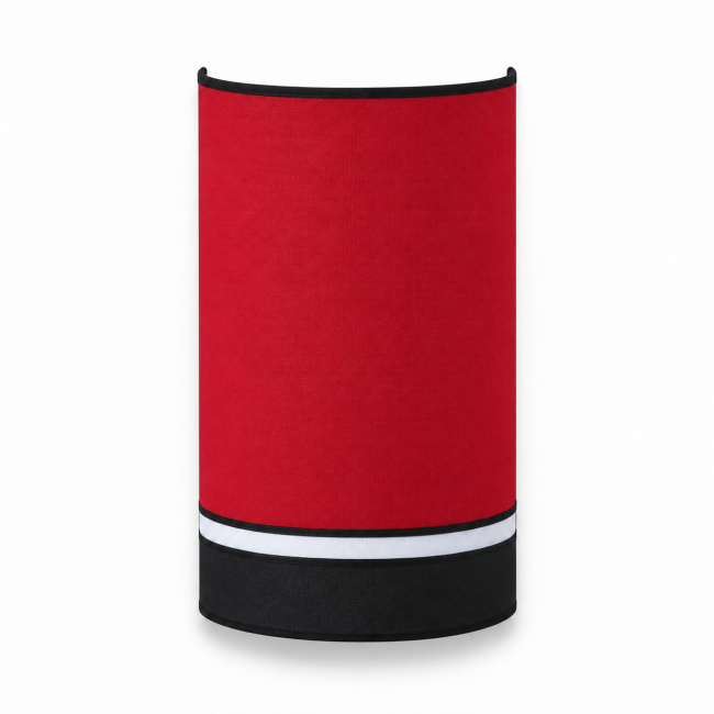 Applique murale IRIS rouge vue de face, bande blanche et base noire