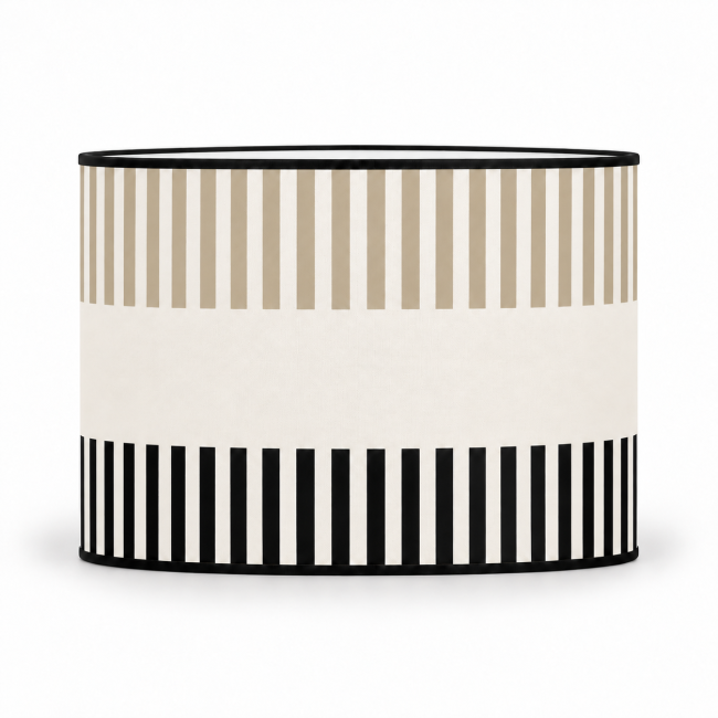 Abat-jour cylindrique RIVAGE lin – motifs lin et noir