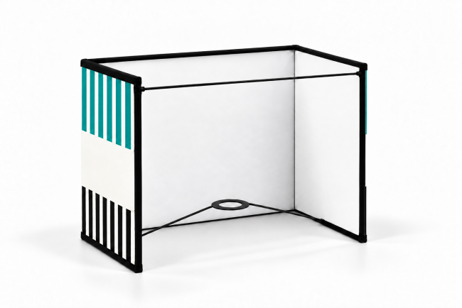 Vue de dos de l’applique murale RIVAGE bleu canard, intérieur blanc, carcasse noire et bague E27