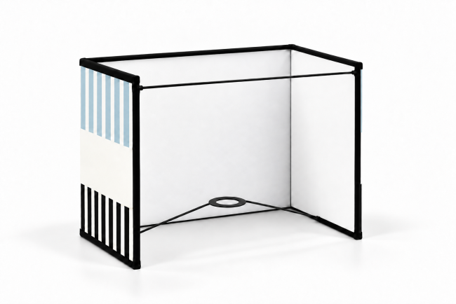 Applique RIVAGE bleu pastel – vue de dos | KAUZE LUMINAIRES Vue de dos de l’applique murale RIVAGE bleu pastel, intérieur blanc, carcasse noire et bague E27