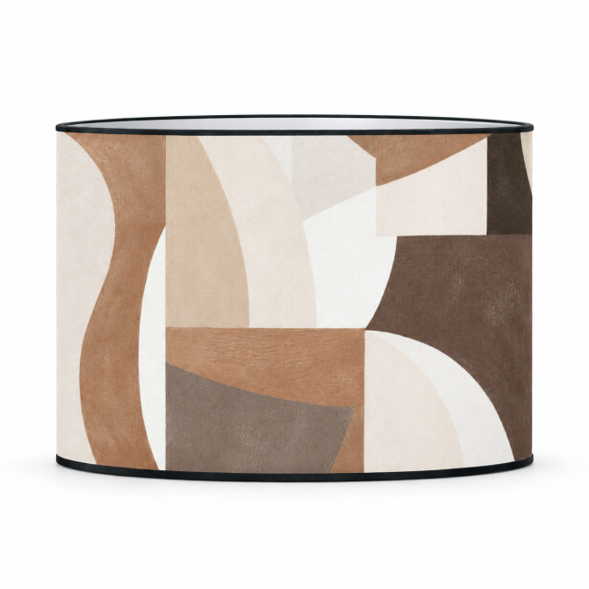 Abat-jour SAGONE beige chocolat et noir en coton imprimé E27- fabrication paris