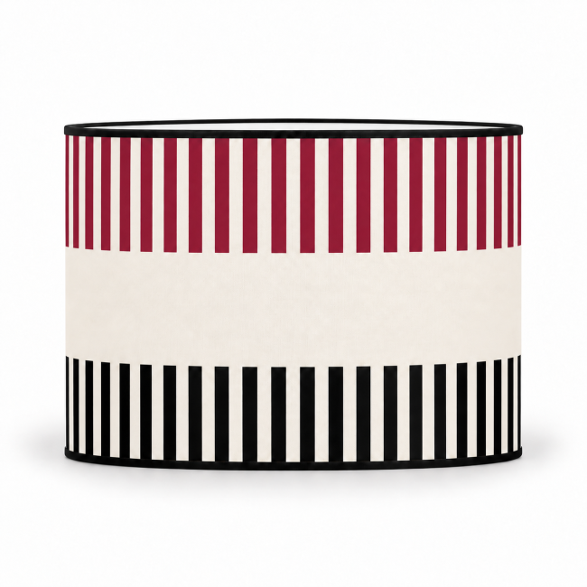 Abat-jour cylindrique RIVAGE bordeaux – motifs bordeaux et noir