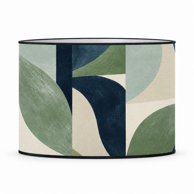 Abat-jour déco SAGONE bleu vert et beige pastel en coton imprimé