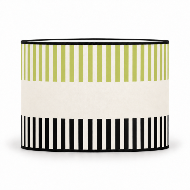 Abat-jour cylindrique RIVAGE vert céladon pastel – motifs vert céladon pastel et noir