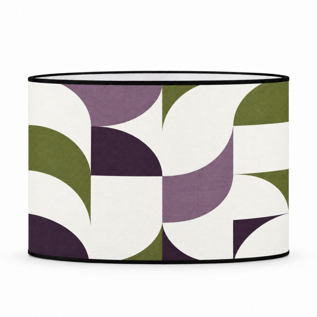 Abat-jour deco en coton imprimé collection masca violet Abat-jour violet et vert UZÈS | KAUZE LUMINAIRES