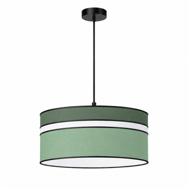 Suspension MISTRAL en coton vert et blanc – finitions noires