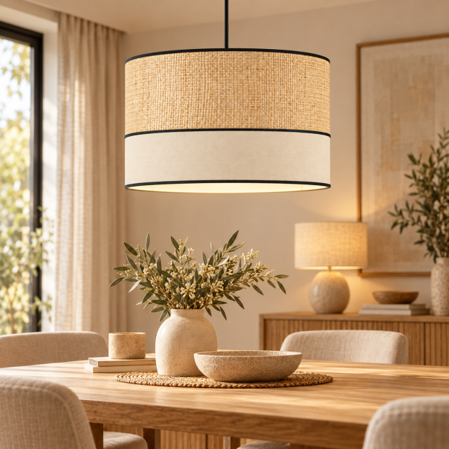 Abat-jour artisanal beige pour lampadaire