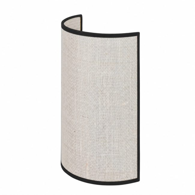 Applique murale Erbalunga en jute blanche, bordure noire, sur fond blanc