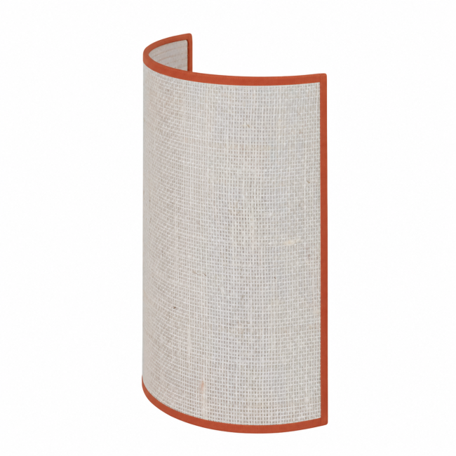 Applique murale Erbalunga en jute blanche, bordure terracotta, sur fond blanc