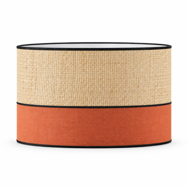 Abat-jour déco orange et raphia avec finition noire
