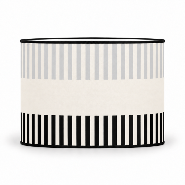 Abat-jour cylindrique RIVAGE gris – motifs gris et noir