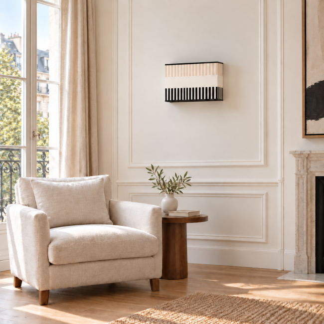 RIVAGE beige – ambiance intérieure Applique murale RIVAGE beige éteinte en situation dans un intérieur