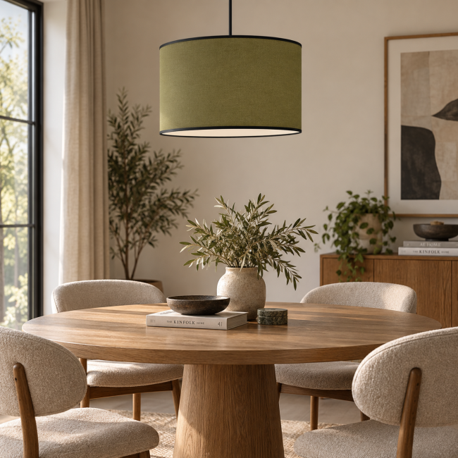 suspension déco moderne en coton kaki - kauze luminaires