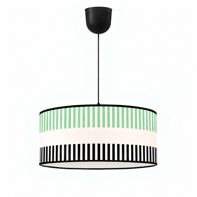 Suspension RIVAGE céladon, rayures graphiques et finitions noires