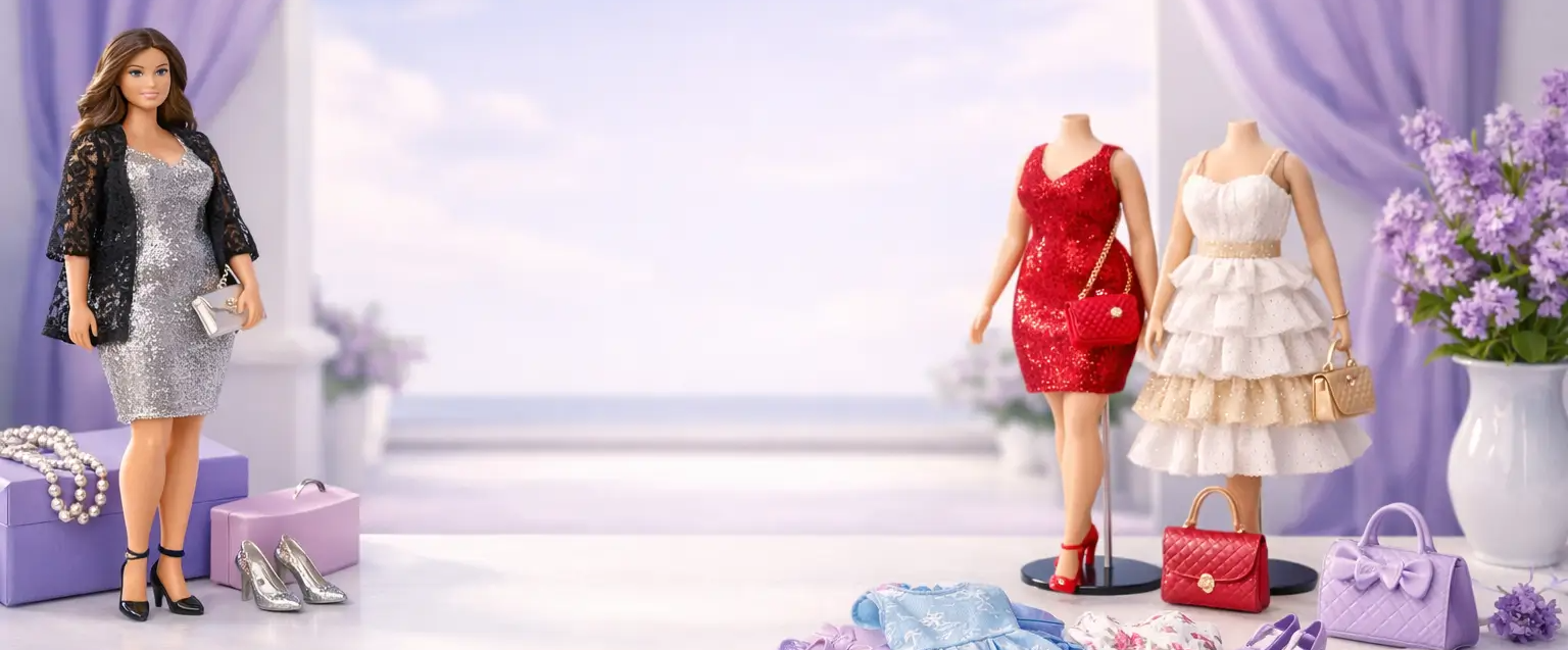 Robes faites main pour poupée mannequin type Barbie Curvy