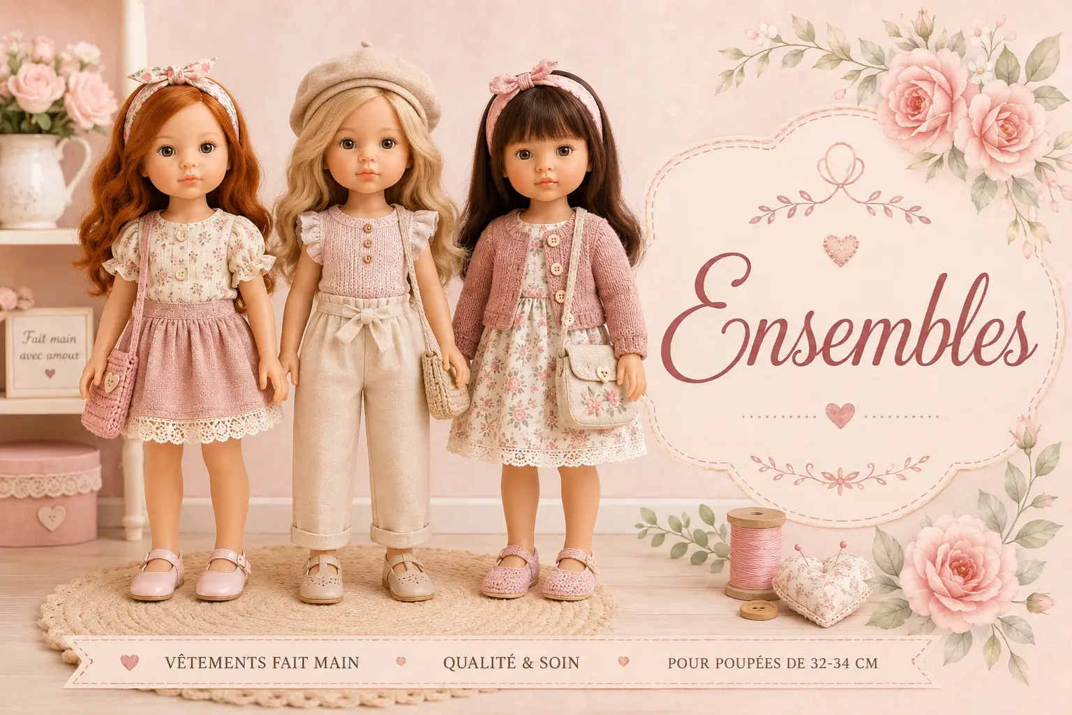 Ensembles faits main pour poupées Paola Reina 32 à 33 cm