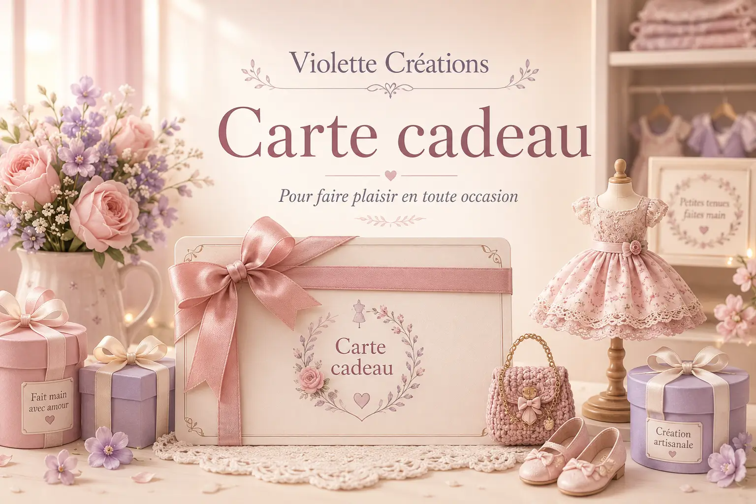 Carte cadeau Violette Créations pour tenues et accessoires de poupées