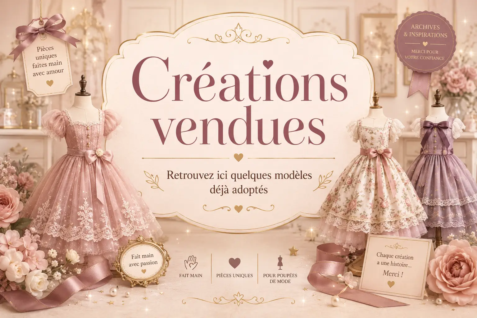 Créations vendues pour poupées mannequin faites main