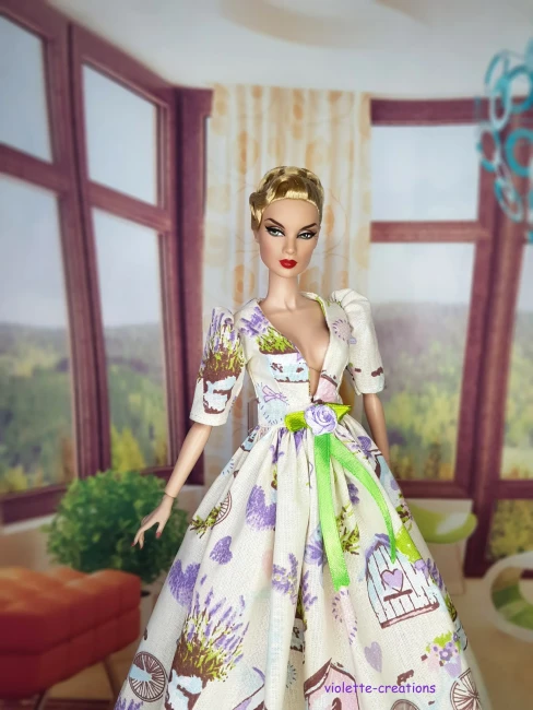 robe poupée Barbie coton provençal rose ruban