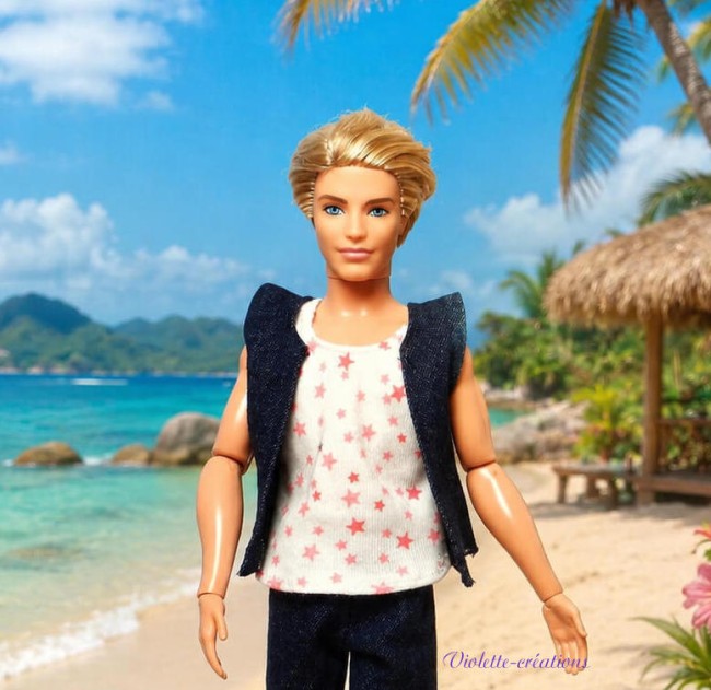 Tenue de plage pour poupée mannequin 29 cm ( type Ken ) (2) Tenue de plage pour poupée mannequin 29 cm ( type Ken )