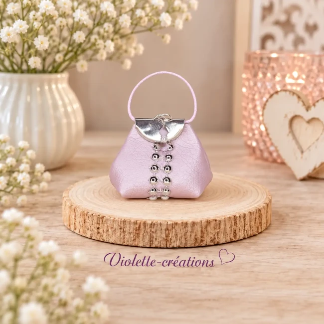 Sac à Main en Simili Cuir Rose Clair avec Ruban Argenté pour Poupée Barbie Sac à main en simili cuir blanc avec transfert pour poupée Barbie 5