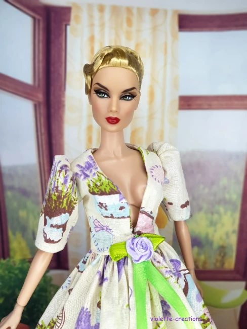 robe poupée Barbie coton provençal rose ruban