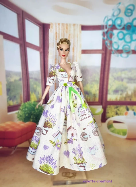 robe poupée Barbie coton provençal rose ruban