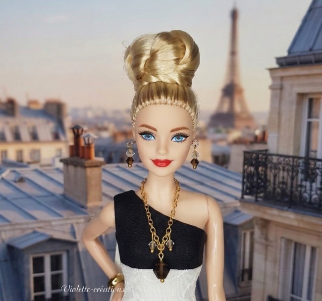 Parure en Cristaux Swarovski pour poupée mannequin  fashion doll- Violette-créations
