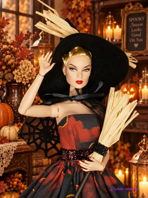 robe-sorciere-pour-poupee-Barbie (24) déguisement halloween pour poupée barbie,Barbie fashionistas, barbie silkstone N°2