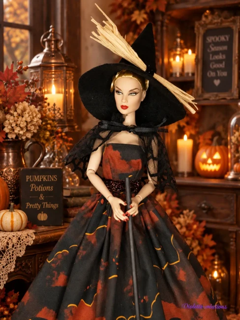 robe-sorciere-pour-poupee-Barbie (23) déguisement halloween pour poupée barbie,Barbie fashionistas, barbie silkstone N°2