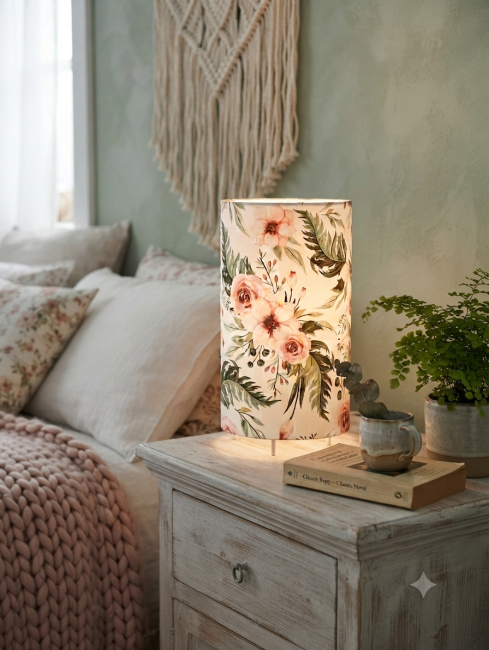 lampes fleurs roses