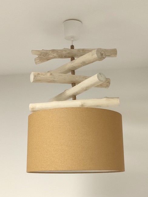 lustre bois flotté abstrait vert 35 cm (4)