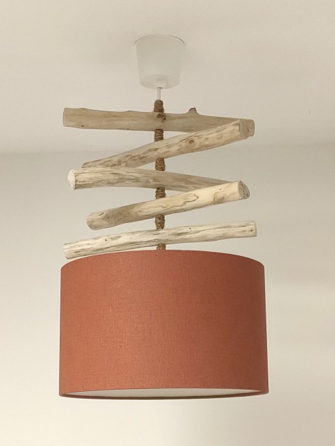 lustre bois flotté terracotta 
