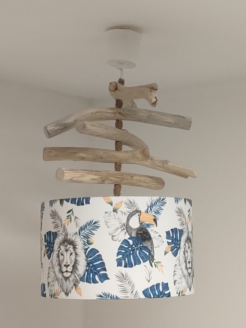 lustre bois flotté animaux de la jungle