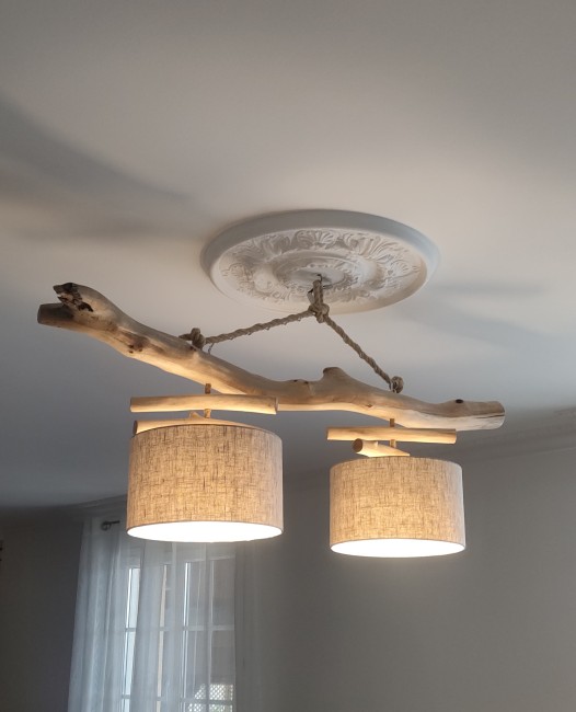 lustre bois flotté double lin lustre bois flotté double lin