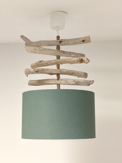 lustre bois flotté vert kaki