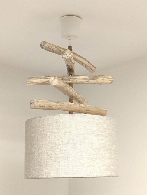 lustre bois flotté lin 30 cm (3)