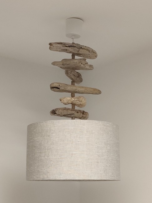 lustre bois flotté lin 35 cm a (3) lustre bois flotté lin 35 cm