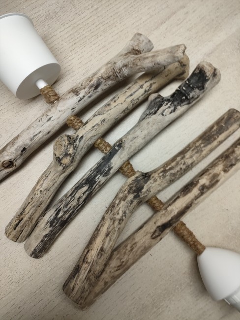 lustre bois flotté abat-jour lin